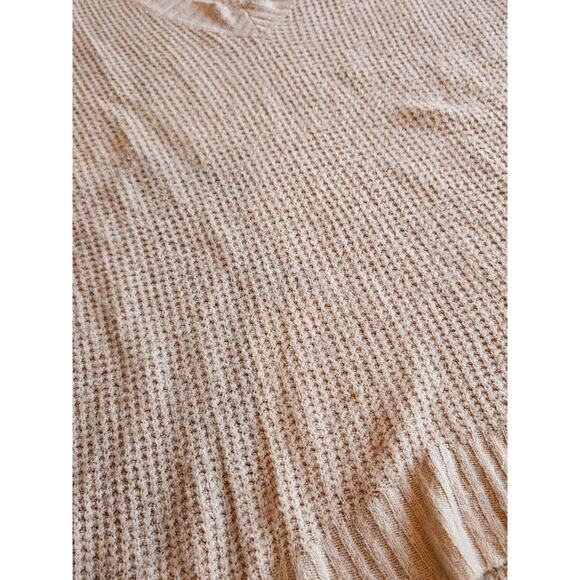 American eagle oversized waffle knit fuzzy sweater tan beige large - Picture 6 of 9